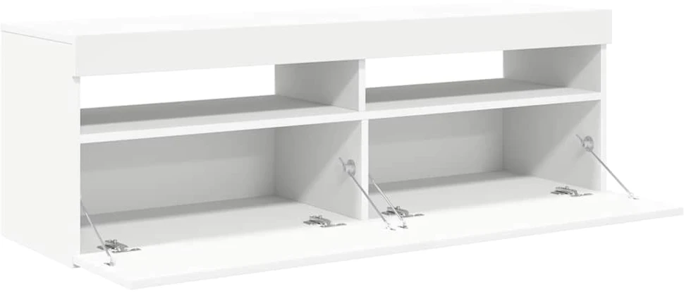 TV staliukas Televizoriaus spintelė su LED apšvietimu, balta, 120x35x40cm