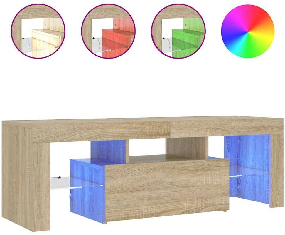 TV staliukas Televizoriaus spintelė su LED apšvietimu, ąžuolo, 120x35x40cm