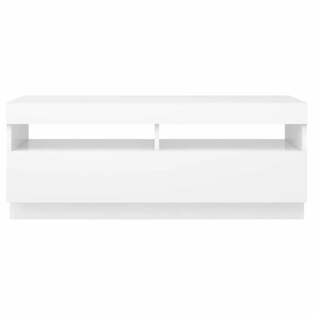 TV staliukas Televizoriaus spintelė su LED apšvietimu, balta, 100x35x40cm