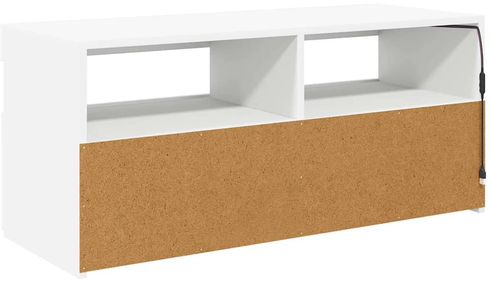 TV staliukas Televizoriaus spintelė su LED apšvietimu, balta, 90x35x40cm