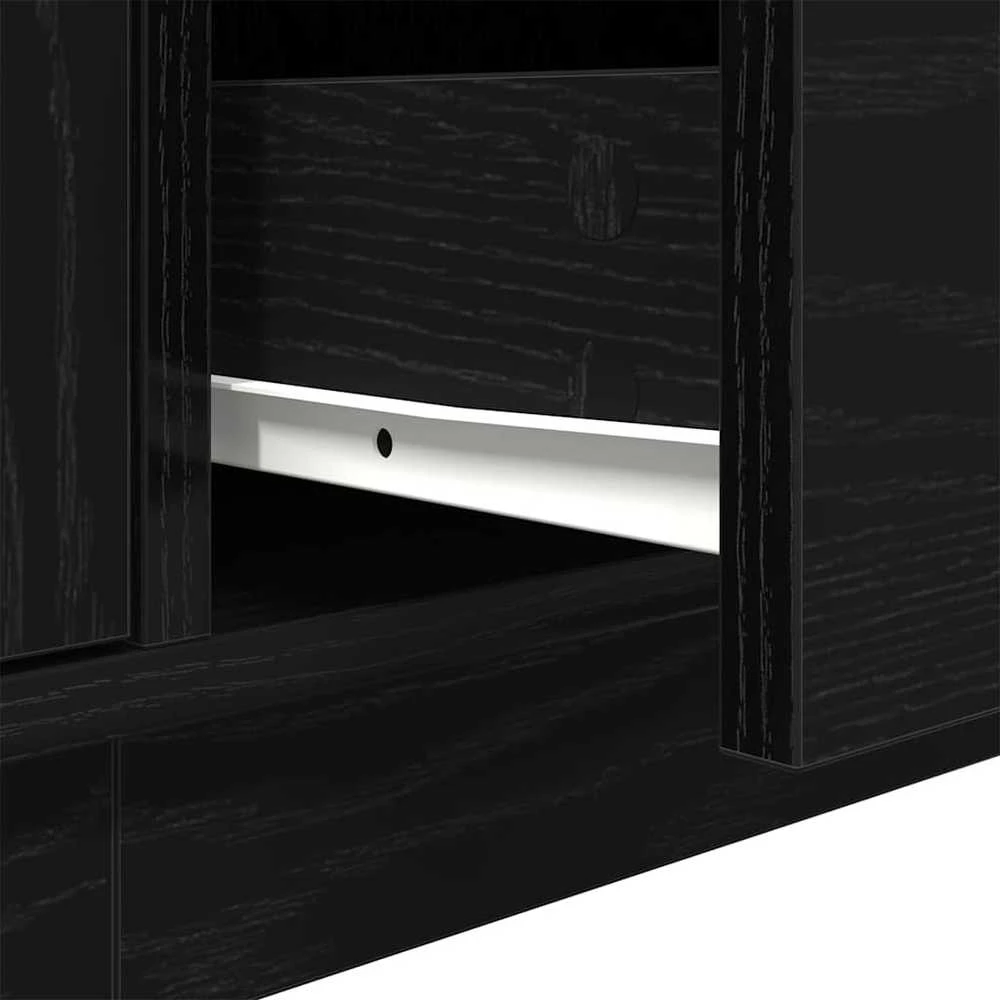 TV staliukas Televizoriaus spintelė su LED apšvietimu, juoda, 160,5x41x50 cm