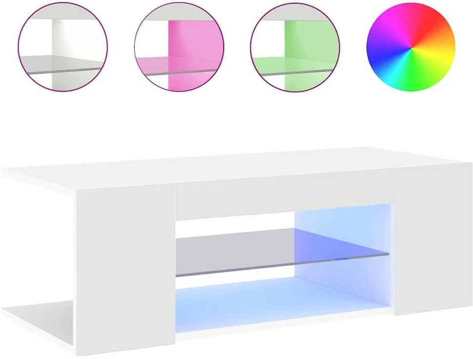 TV staliukas Televizoriaus spintelė su LED apšvietimu, balta, 90x39x30cm