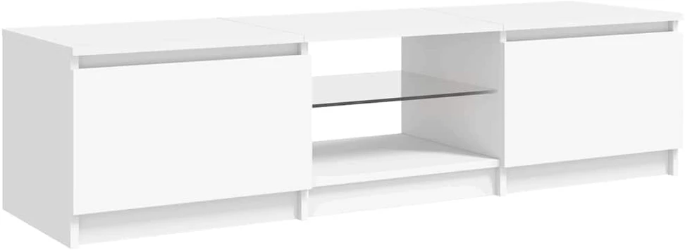 TV staliukas Televizoriaus spintelė su LED apšvietimu, balta, 140x40x35,5cm