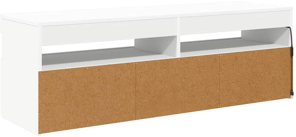 TV staliukas Televizoriaus spintelė su LED apšvietimu, balta, 120x35x40cm