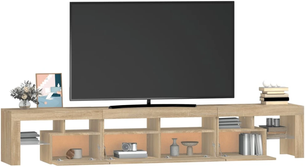 TV staliukas Televizoriaus spintelė su LED apšvietimu, ąžuolo, 230x36,5x40cm