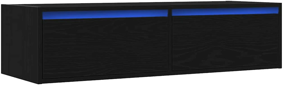 TV staliukas Televizoriaus spintelė su LED apšvietimu, juoda, 100X35,5x25 cm