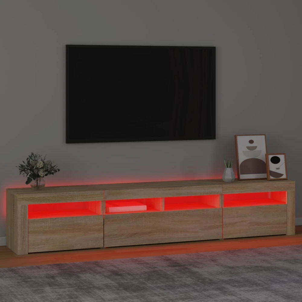 TV staliukas Televizoriaus spintelė su LED apšvietimu, ąžuolo, 210x35x40cm