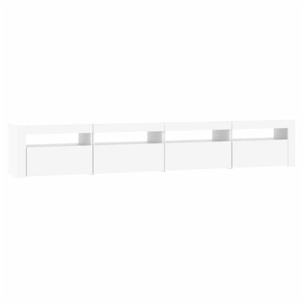 TV staliukas Televizoriaus spintelė su LED apšvietimu, balta, 240x35x40cm