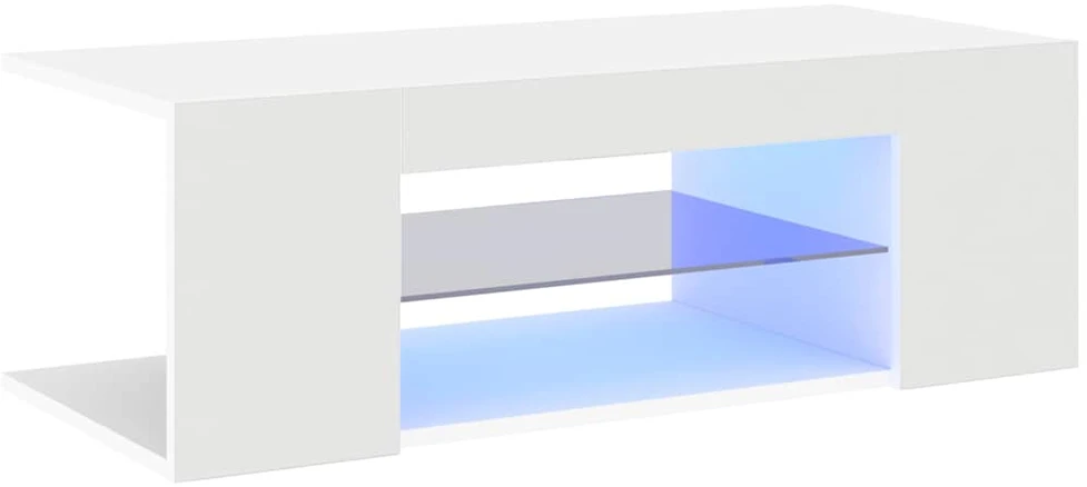 TV staliukas Televizoriaus spintelė su LED apšvietimu, balta, 90x39x30cm