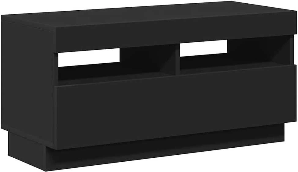 TV staliukas Televizoriaus spintelė su LED apšvietimu, juoda, 80x35x40cm