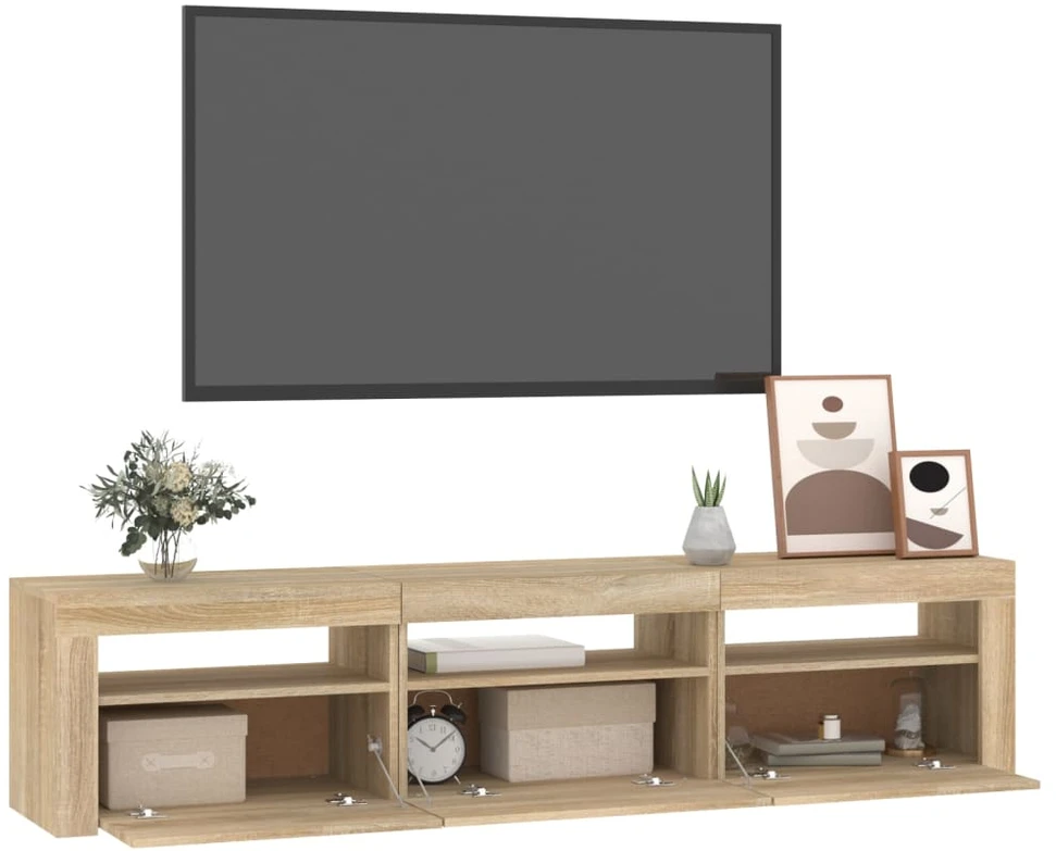 TV staliukas Televizoriaus spintelė su LED apšvietimu, ąžuolo, 180x35x40cm
