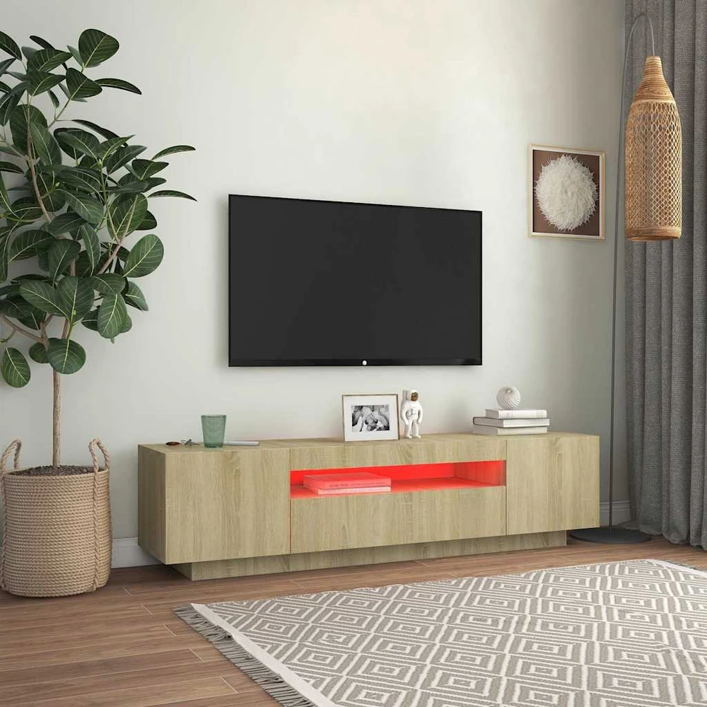 TV staliukas Televizoriaus spintelė su LED apšvietimu, ąžuolo, 160x35x40cm