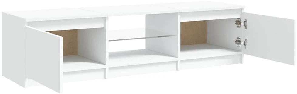 TV staliukas Televizoriaus spintelė su LED apšvietimu, balta, 140x40x35,5cm