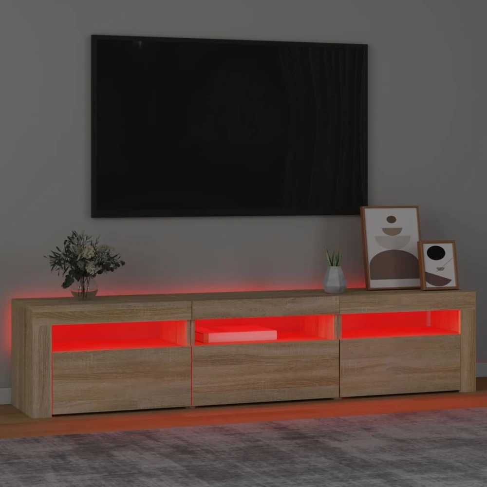 TV staliukas Televizoriaus spintelė su LED apšvietimu, ąžuolo, 180x35x40cm