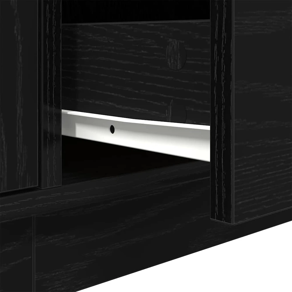TV staliukas Televizoriaus spintelė su LED apšvietimu, juoda, 160,5x41x50 cm