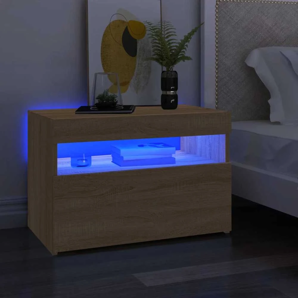 Televizoriaus spintelė su LED apšvietimu, ąžuolo, 60x35x40cm