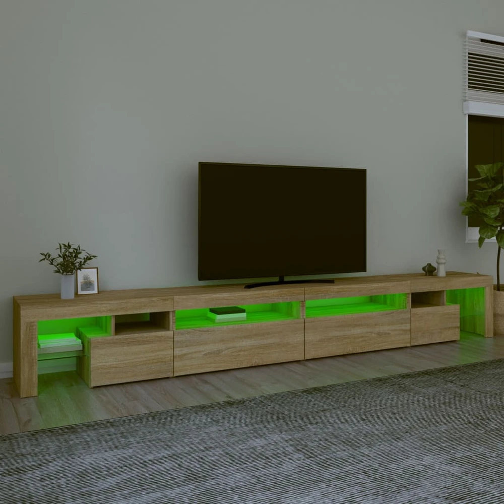 TV staliukas Televizoriaus spintelė su LED apšvietimu, ąžuolo, 290x36,5x40cm