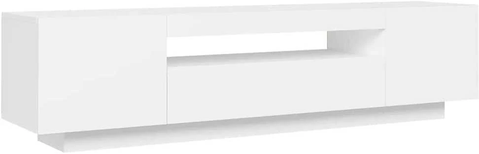 TV staliukas Televizoriaus spintelė su LED apšvietimu, balta, 160x35x40cm