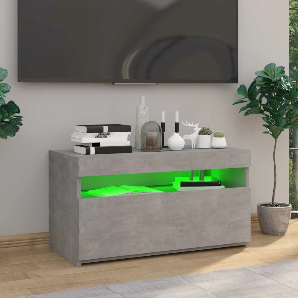TV staliukas Televizoriaus spintelė su LED apšvietimu, betono, 75x35x40cm