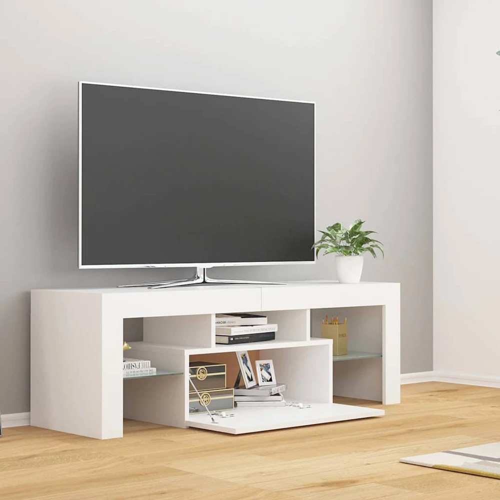 TV staliukas Televizoriaus spintelė su LED apšvietimu, balta, 120x35x40cm