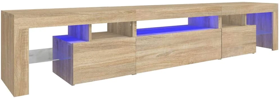 TV staliukas Televizoriaus spintelė su LED apšvietimu, ąžuolo, 215x36,5x40cm