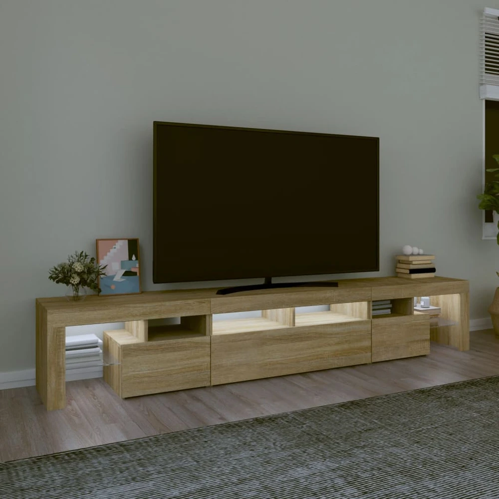 TV staliukas Televizoriaus spintelė su LED apšvietimu, ąžuolo, 230x36,5x40cm