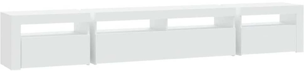TV staliukas Televizoriaus spintelė su LED apšvietimu, balta, 240x35x40cm