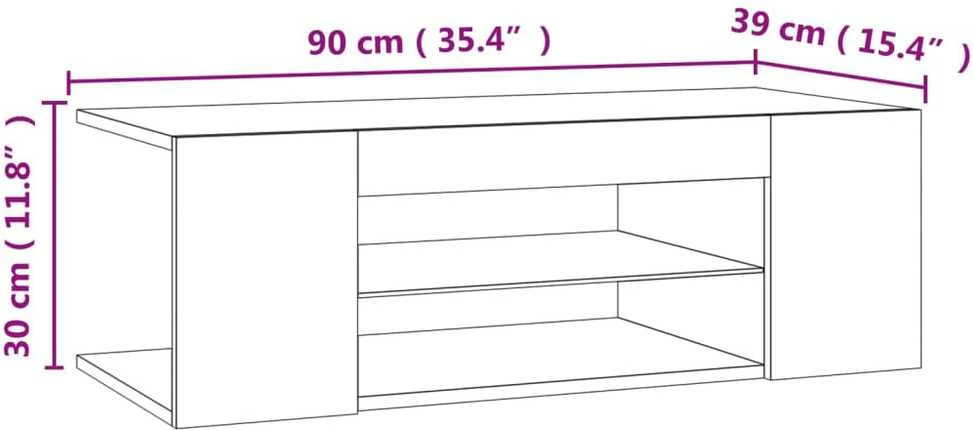 TV staliukas Televizoriaus spintelė su LED apšvietimu, ąžuolo, 90x39x30cm