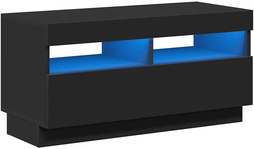 TV staliukas Televizoriaus spintelė su LED apšvietimu, juoda, 80x35x40cm