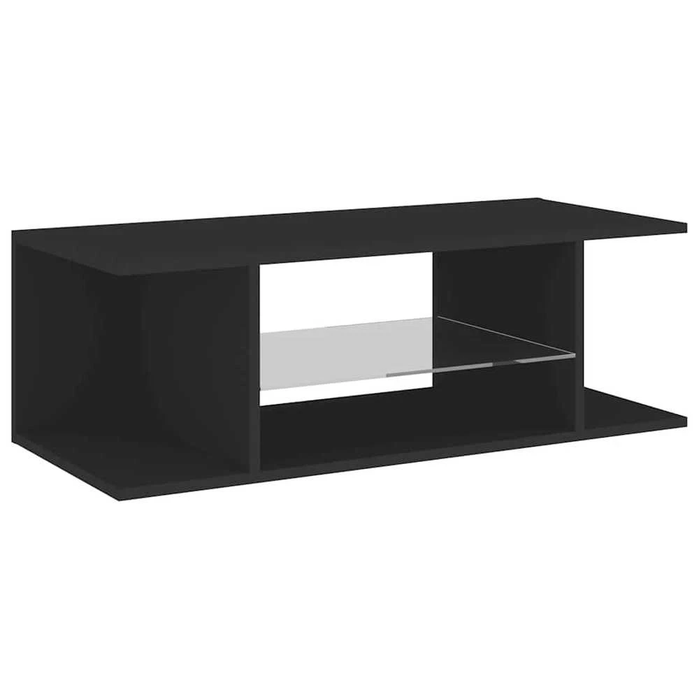 TV staliukas Televizoriaus spintelė su LED apšvietimu, juoda, 90x39x30cm