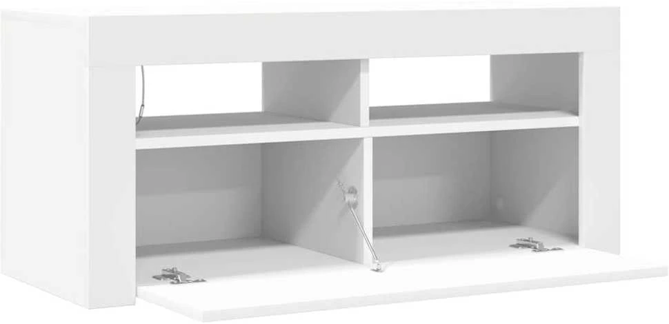 TV staliukas Televizoriaus spintelė su LED apšvietimu, balta, 90x35x40cm