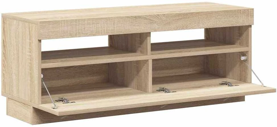 TV staliukas Televizoriaus spintelė su LED apšvietimu, ąžuolo, 100x35x40cm