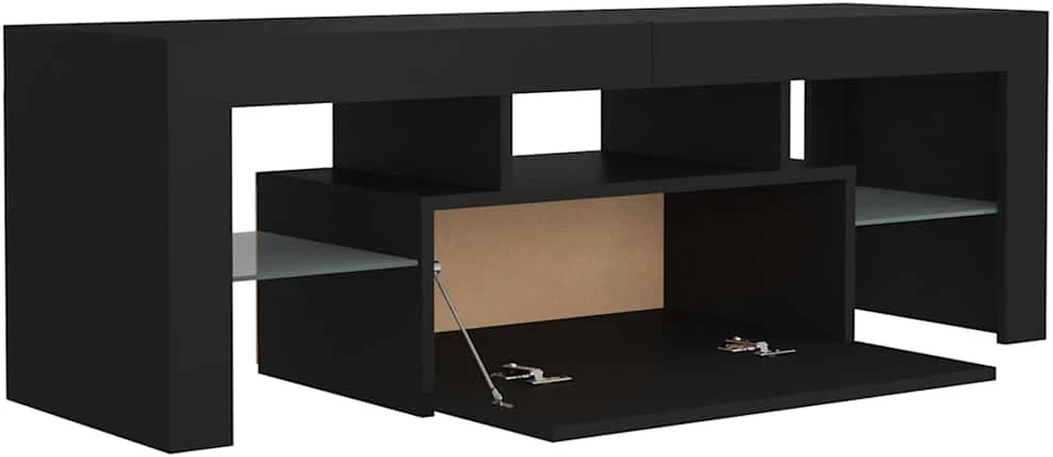 TV staliukas Televizoriaus spintelė su LED apšvietimu, juoda, 120x35x40cm