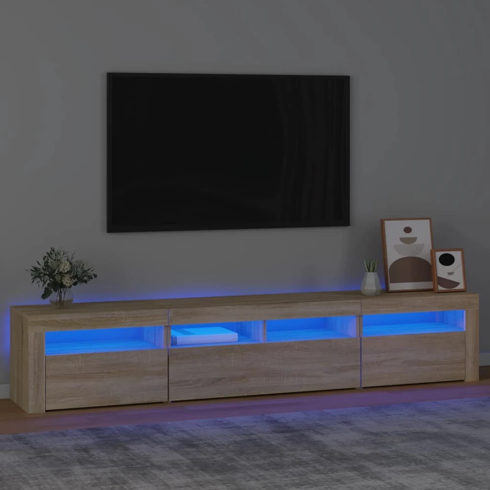TV staliukas Televizoriaus spintelė su LED apšvietimu, ąžuolo, 210x35x40cm