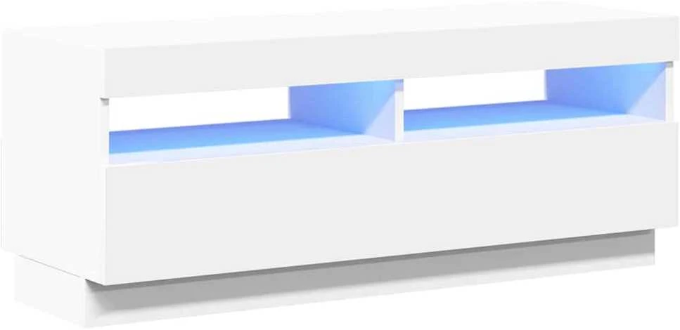 TV staliukas Televizoriaus spintelė su LED apšvietimu, balta, 100x35x40cm