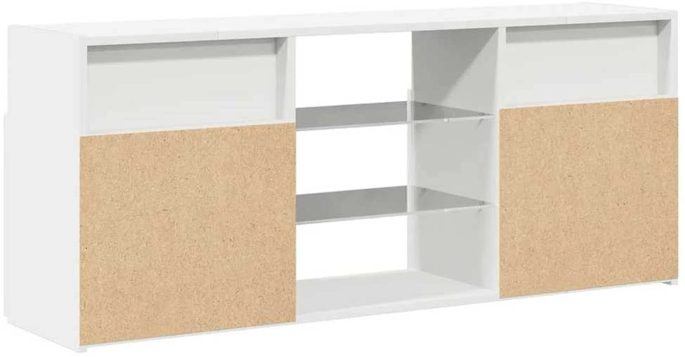TV staliukas Televizoriaus spintelė su LED apšvietimu, balta, 120x30x50cm
