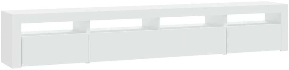 TV staliukas Televizoriaus spintelė su LED apšvietimu, balta, 240x35x40cm