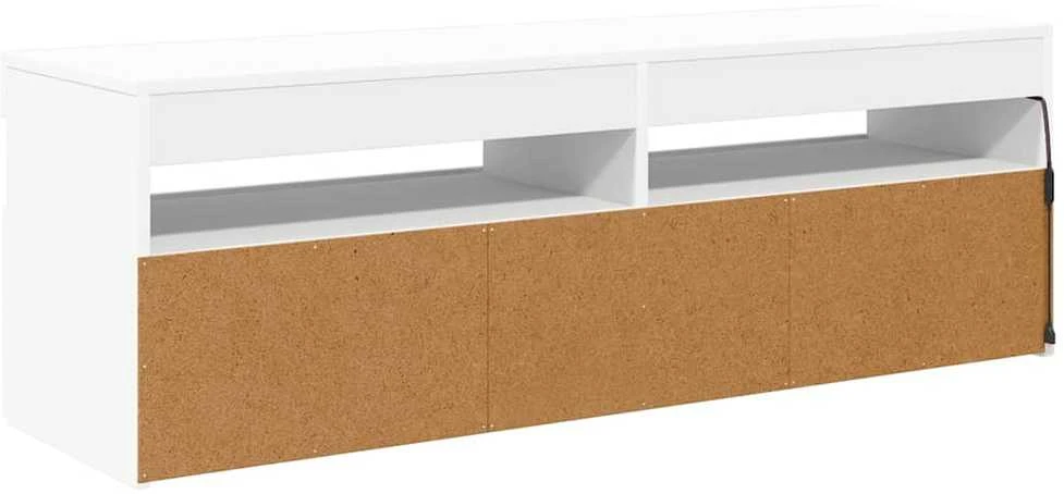 TV staliukas Televizoriaus spintelė su LED apšvietimu, balta, 120x35x40cm