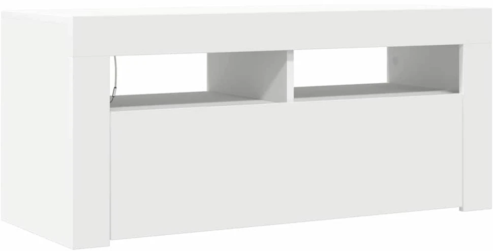 TV staliukas Televizoriaus spintelė su LED apšvietimu, balta, 90x35x40cm