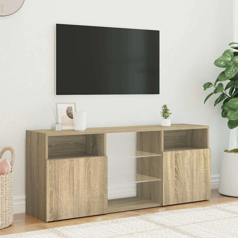 TV staliukas Televizoriaus spintelė su LED apšvietimu, ąžuolo, 120x30x50cm