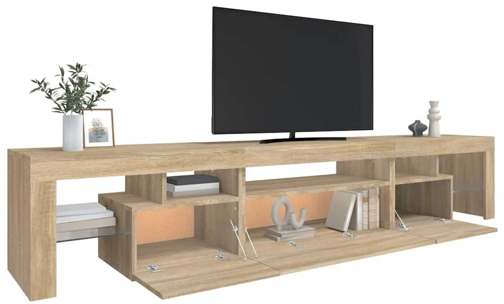 TV staliukas Televizoriaus spintelė su LED apšvietimu, ąžuolo, 215x36,5x40cm