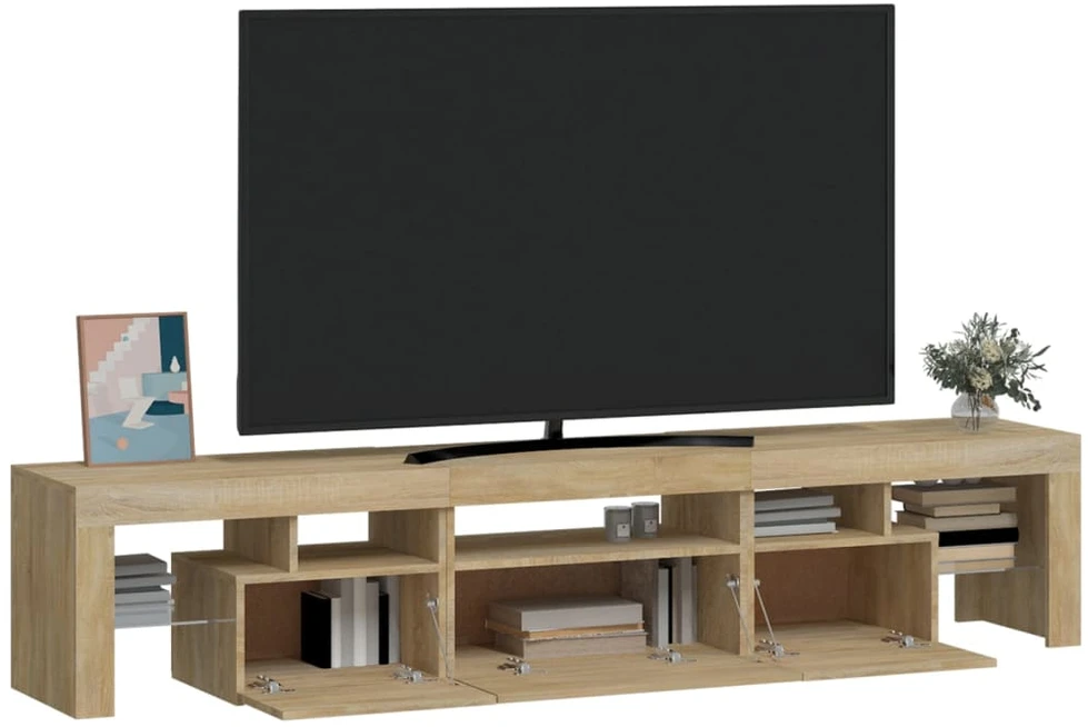 TV staliukas Televizoriaus spintelė su LED apšvietimu, ąžuolo, 200x36,5x40cm