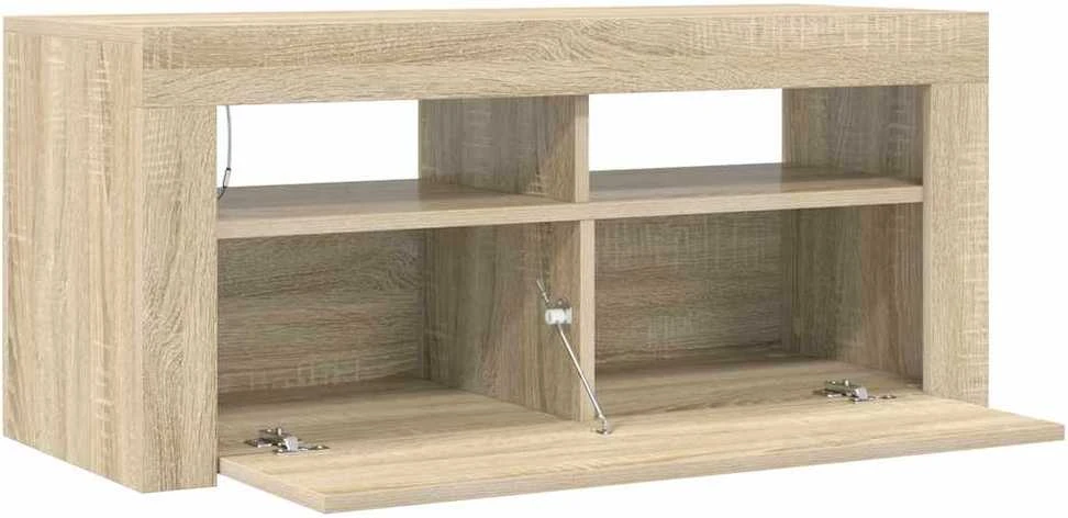 TV staliukas Televizoriaus spintelė su LED apšvietimu, ąžuolo, 90x35x40cm