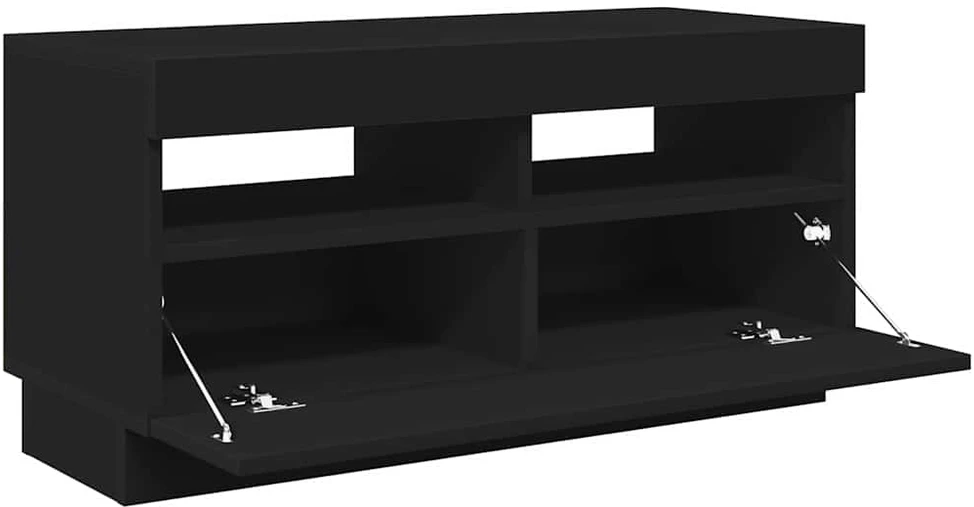TV staliukas Televizoriaus spintelė su LED apšvietimu, juoda, 80x35x40cm