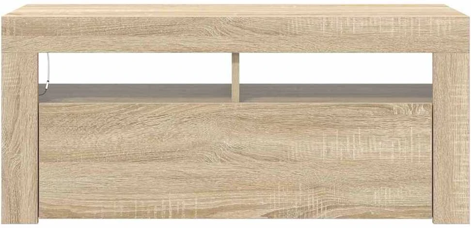 TV staliukas Televizoriaus spintelė su LED apšvietimu, ąžuolo, 90x35x40cm
