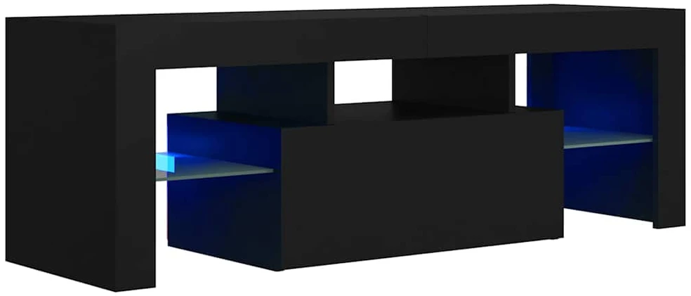 TV staliukas Televizoriaus spintelė su LED apšvietimu, juoda, 120x35x40cm