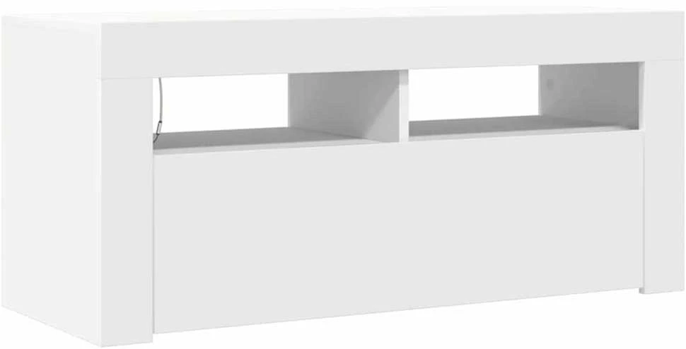 TV staliukas Televizoriaus spintelė su LED apšvietimu, balta, 90x35x40cm