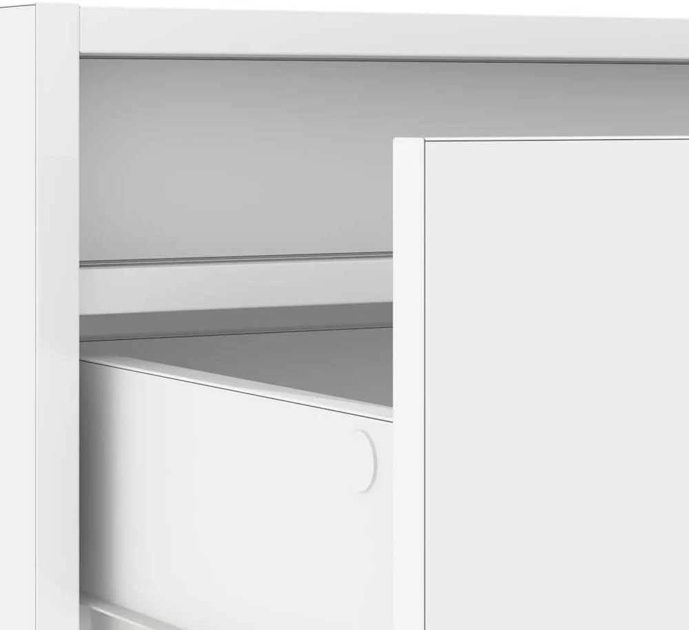 TV staliukas Televizoriaus spintelė su LED apšvietimu, balta, 100X35,5x25 cm