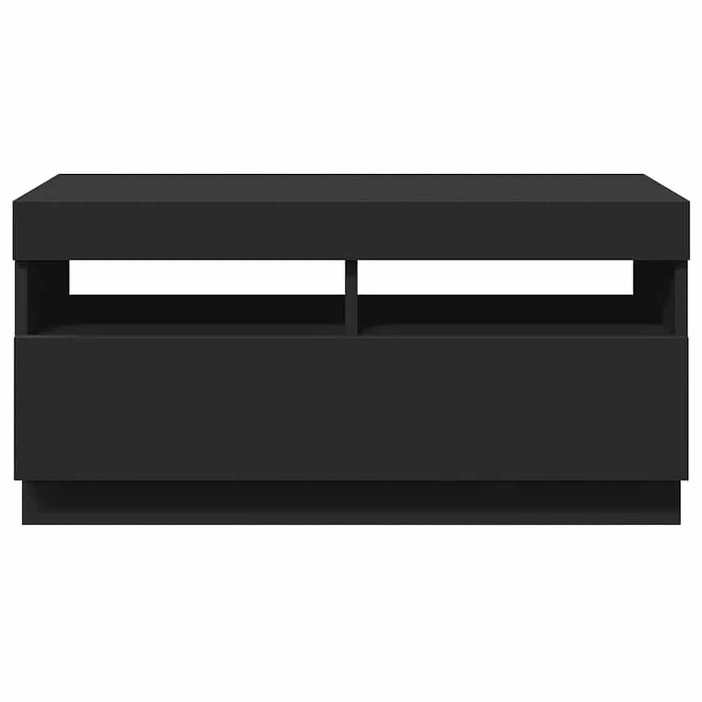 TV staliukas Televizoriaus spintelė su LED apšvietimu, juoda, 80x35x40cm