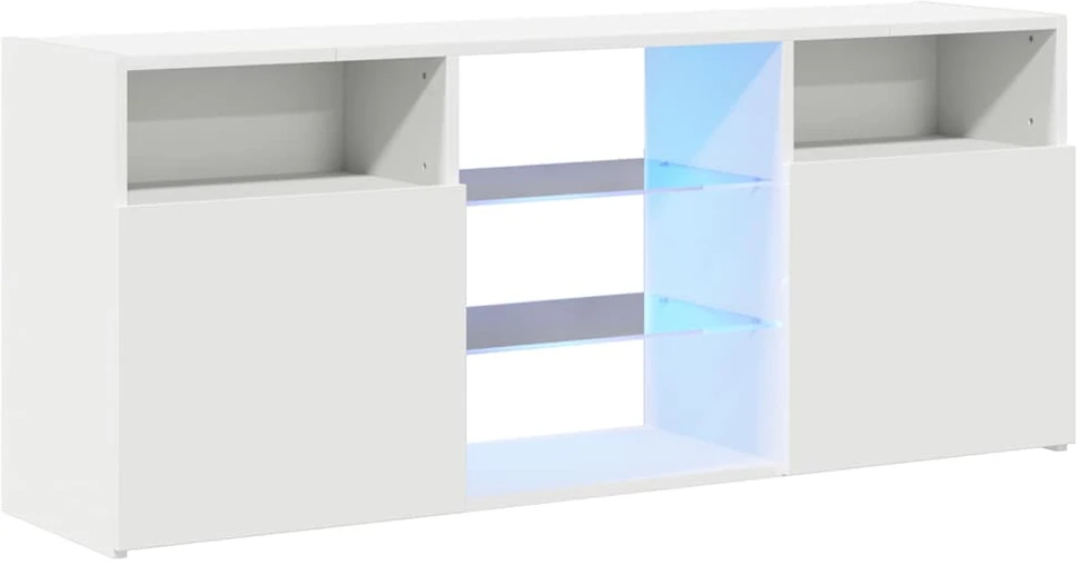 TV staliukas Televizoriaus spintelė su LED apšvietimu, balta, 120x30x50cm